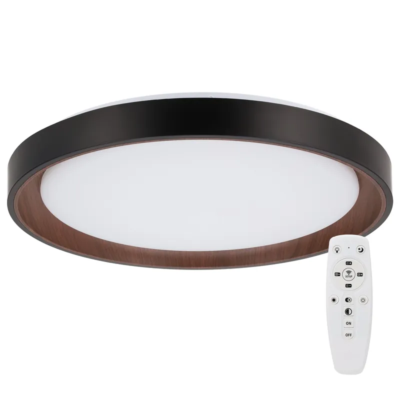 Plafonnier LED décoratif 40 W CCT 3 000-6 000 °K (Tonalité lumineuse variable) Télécommande Finition noire