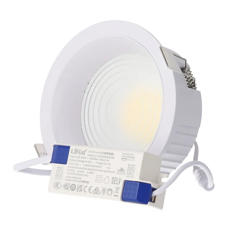 Downlight LED 20W 4 CCT (tom de luz regulável) 140LM/W UGR17 Driver Lifud