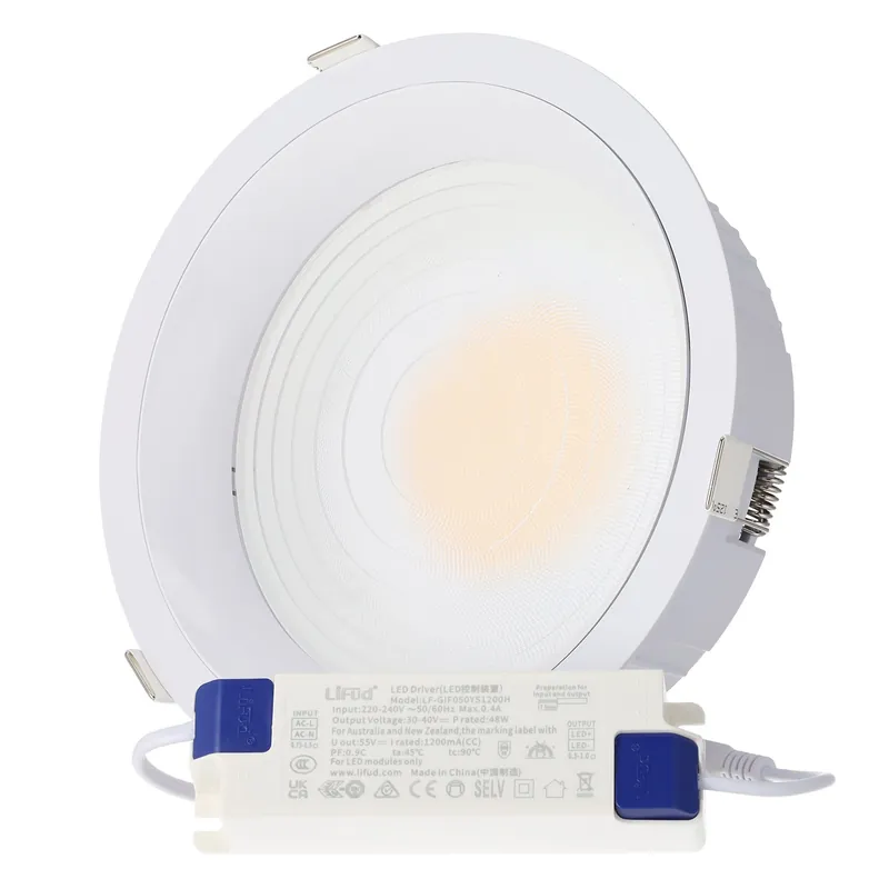 Downlight LED 50W 4 CCT (Cúpula de luz regulável) 140LM/W UGR17 Driver Lifud