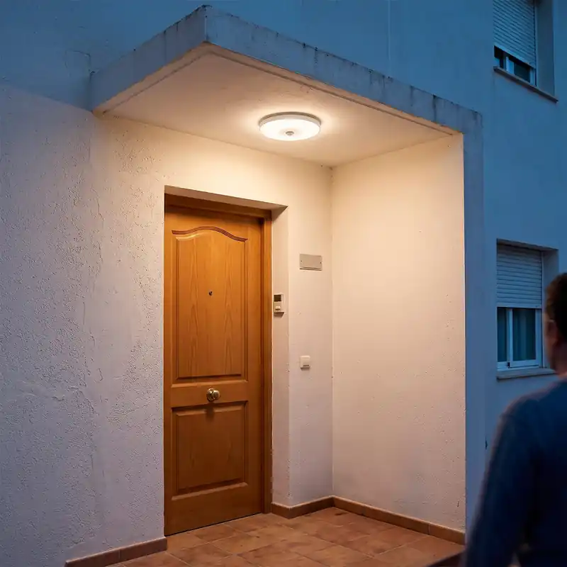 Luminária de teto LED para exterior 10W 1000Lm CCT (tom de luz regulável) 3000-4000-6500ºK Detector de proximidade IP65 Acabamen