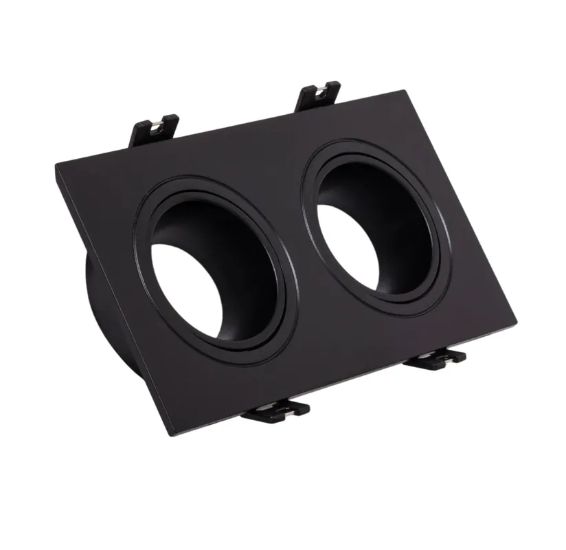 Downlight Anel Spotlight 2xGU10 Policarbonato Retangular Preto