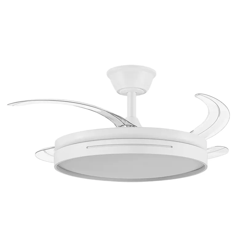 Ventilador DC Micenas Função Verão-Inverno 59W Branco, 4 Hélices, 107°, 6980 lm, 3500-4000-6500K, com Controlo Remoto e Temporizador