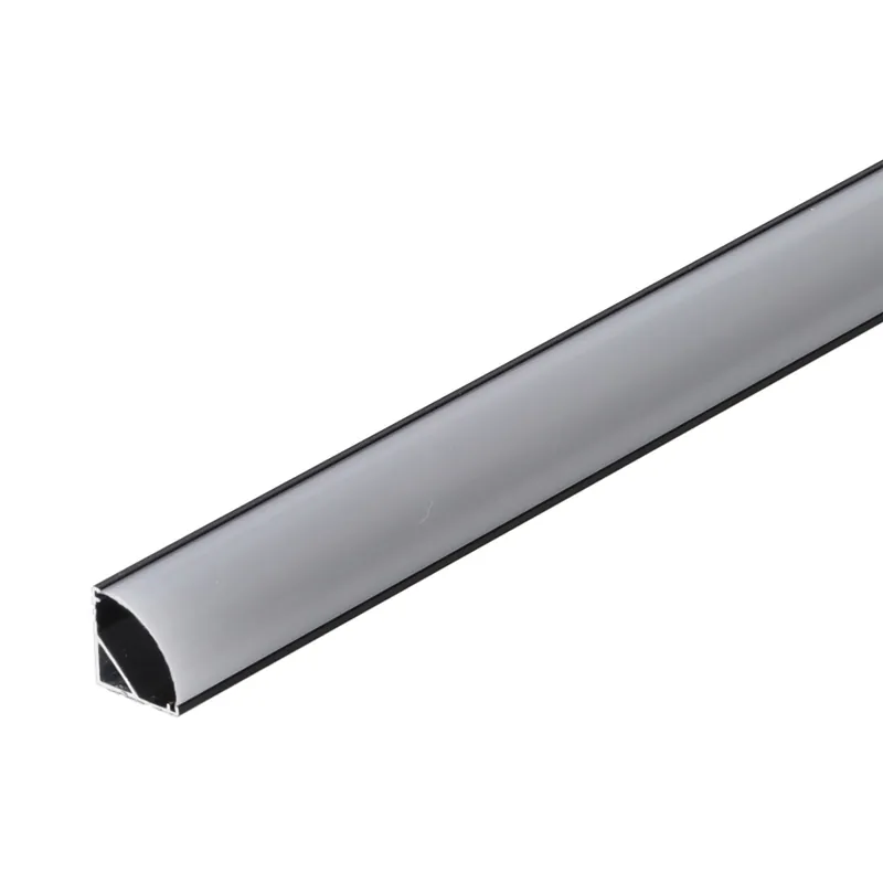 Profilo in alluminio nero per installazione angolare di strisce LED - Diffusore opalino x 2M