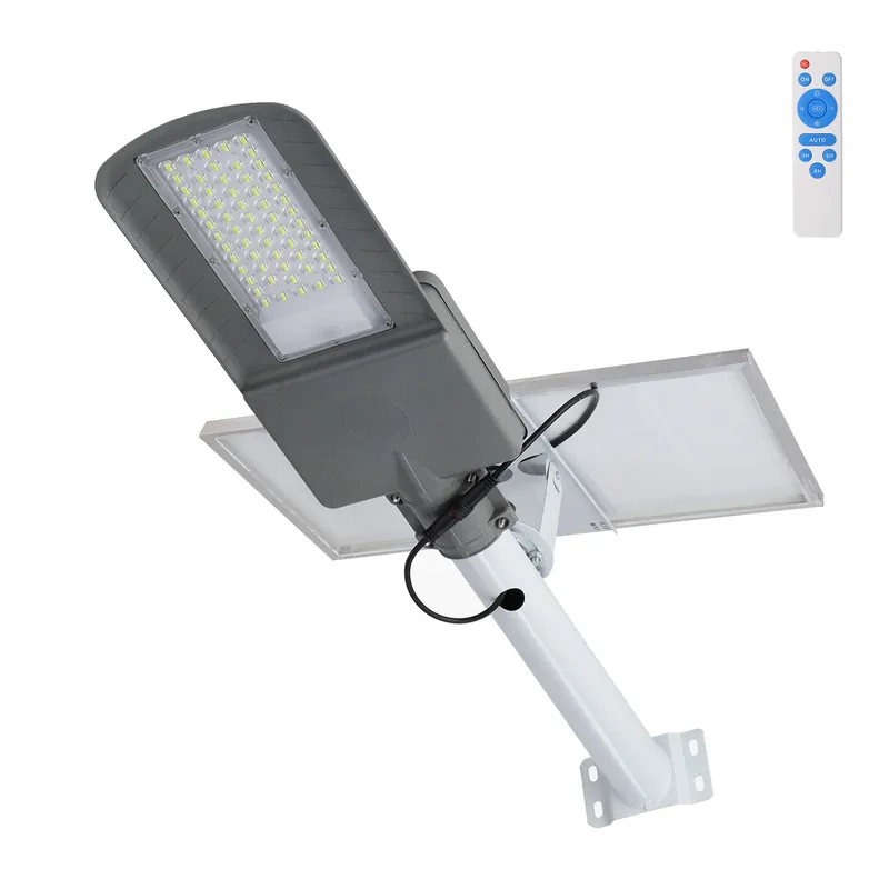 Lampione stradale solare a LED 100W 5000K Pannello 6V 25W Batteria 20Ah Sensore crepuscolare / telecomando