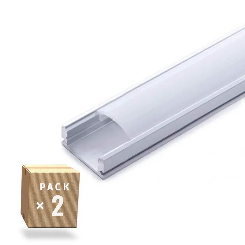Pack 2 Profile Aluminum para LEDs Diffuser Milky Strip 2M