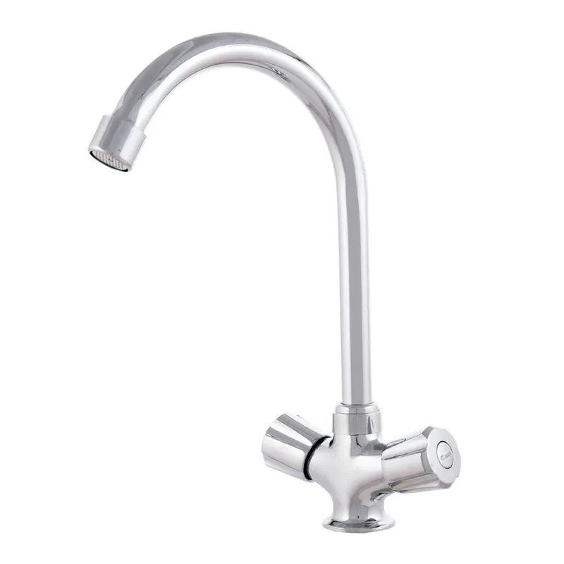 Zinc Alloy Basin Faucet, Chrome Plated, Hot-Cold Water, Hoses, High Spout, Two-Handle [QLI-FA938]
