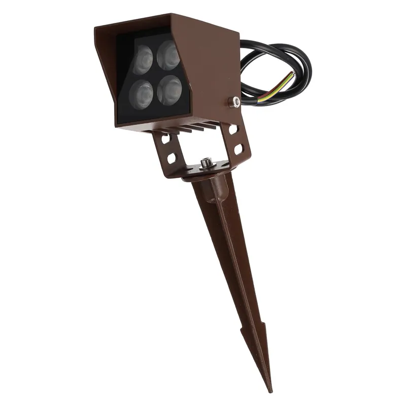 4W IP65 2700K LED Garden Spotlight with Spike, Brown Finish