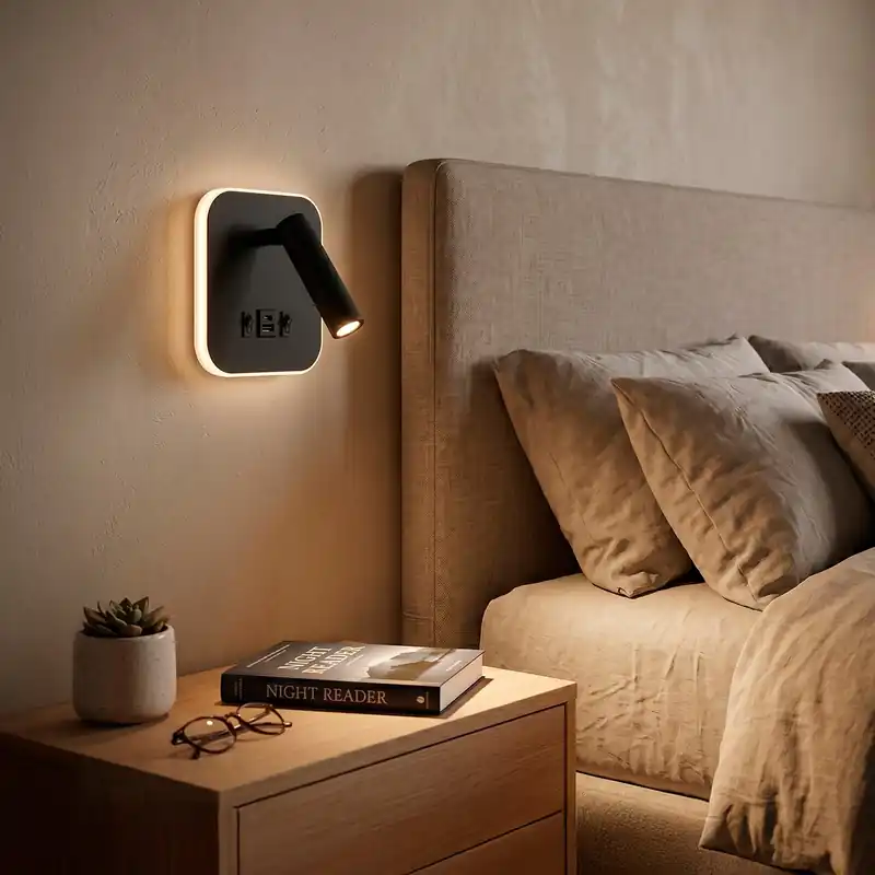 9W Square LED Spot Light with USB-C Output, 630lm, 3000K, Black