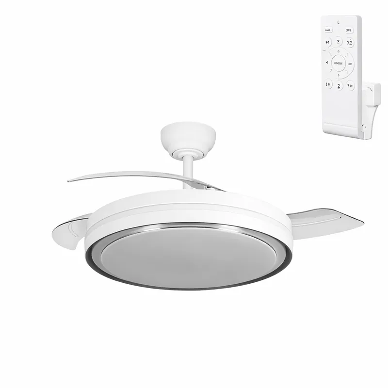 Bílý/stříbrný DC ventilátor s funkcí léto-zima 60 W 6980 lm 3500-4000-6500 K