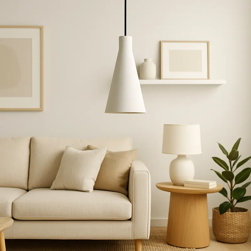 Závěsná lampa „Shu“ - bílá/černá stropní rozeta/černý kabel Kabel