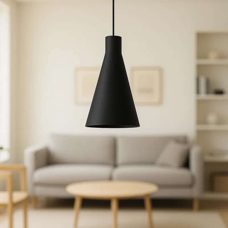 Závěsná lampa „Shu“ černá/černá stropní rozeta/černý kabel