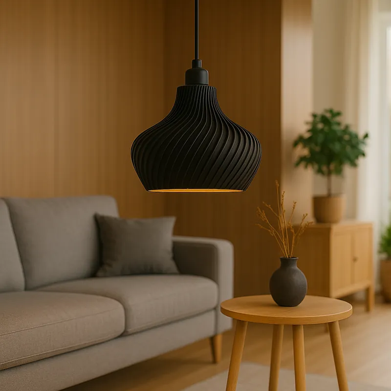 Závěsná lampa „Daila“, černá/černá stropní rozeta/černý kabel