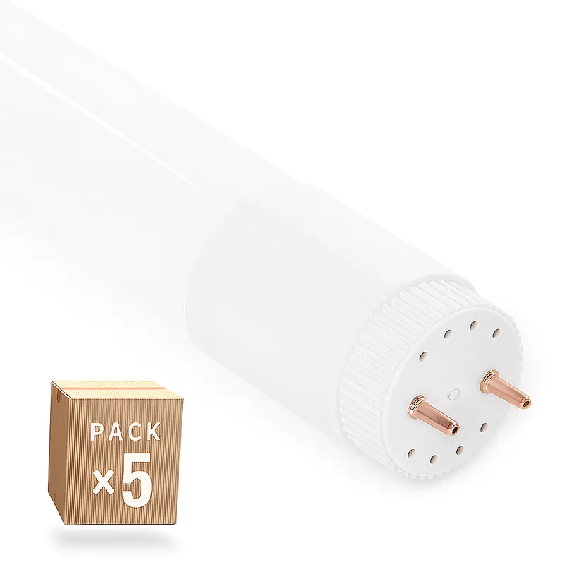 Zestaw 5 rur LED T8, 18W, 2880 lumenów, 6000K, szkło, 120 cm, podłączenie na dwóch końcach, 40 000 godzin