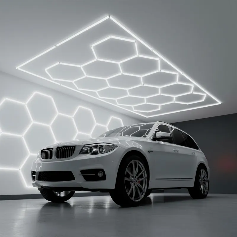 Sześciokątna lampa LED - 6000K - 14 sześciokątów 56 cm + prostokąt 500 cm