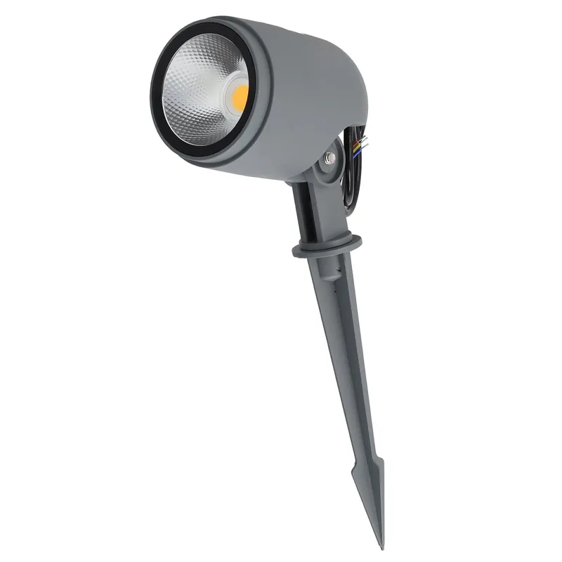 Reflektor LED z kolcem do ogrodu 12W IP65 2700K, wykończenie w kolorze szarym