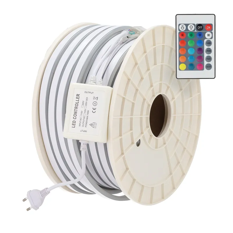 Elastyczna taśma LED 12W/m 230VAC 80 diod LED/m SMD3535 22 lm/LED IP65, 50 metrów RGB