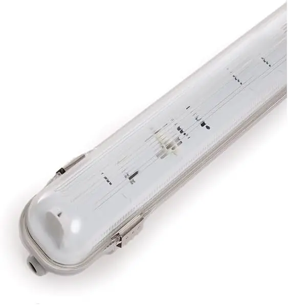 Wodoodporny zestaw oświetleniowy z możliwością łączenia IP65: 1 x świetlówka LED ABS/PC o długości 1500 mm z klipsami ze stali n