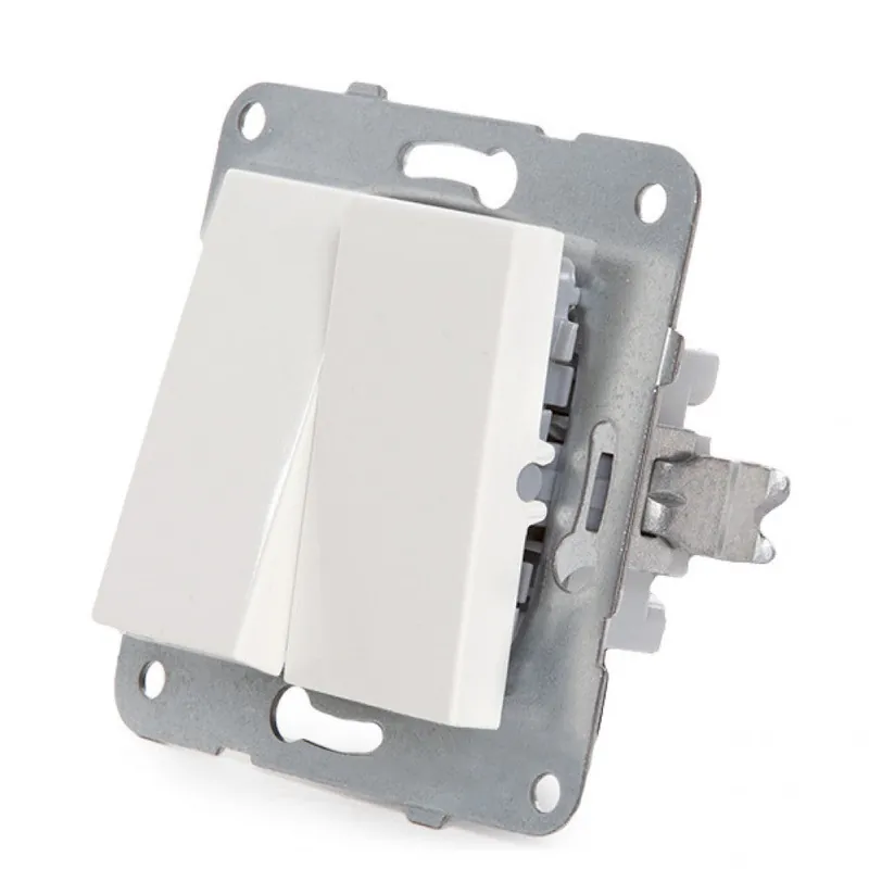 Przełącznik Podwójnie Panasonic Karre 10A 250V/Metalowa Rama Z Pazurami/Klucz Biały