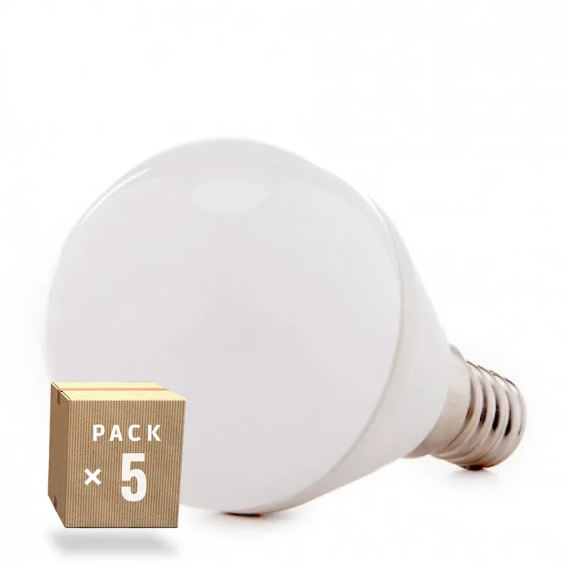 Balení 5 LED žárovek E14 5W 500lm 6000ºK 40.000H [HO-P45-E14-5W-RC-CW-PK5-AP]