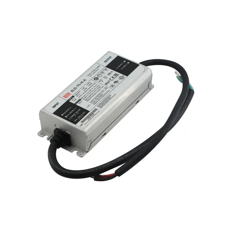 XLG-75-L-A IP67 Driver MEANWELL Konstantní ANela In 100-305VAC Out 53-107VDC Corriente 700-1050mA 75W PFC Potenciometr