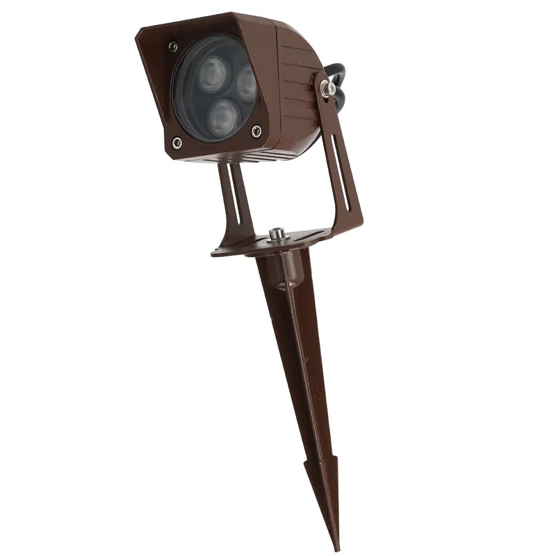 3W IP65 2700K LED bodové svietidlo s bodcom do záhrady, hnedá povrchová úprava
