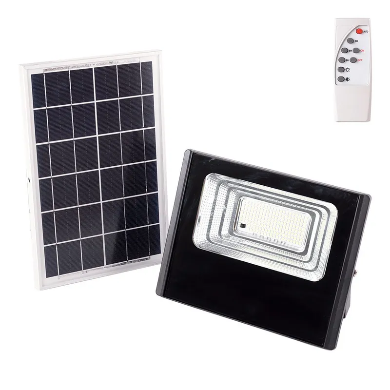 Aurinko-LED-valonheitin 45W 6500K Paneeli: 6V/6W Akku: 3,2V/3000MaH Kaukosäädin [HO-SOLARFL-45W-01]