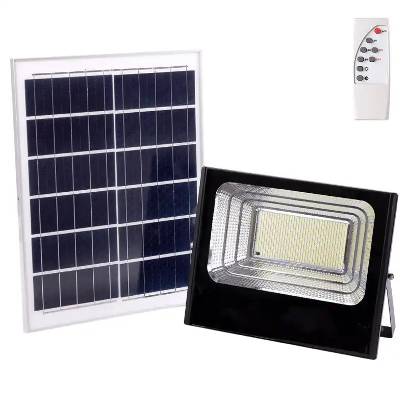Aurinko-LED-valonheitin 200W 6500K Paneeli: 6V/20W Akku: 3,2V/15000MaH Kaukosäädin [HO-SOLARFL-200W-01]