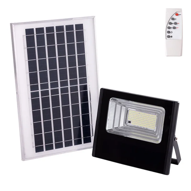Aurinko-LED-valonheitin 65W 6500K Paneeli: 6V/8W Akku: 3,2V/5000MaH Kaukosäädin [HO-SOLARFL-65W-01]