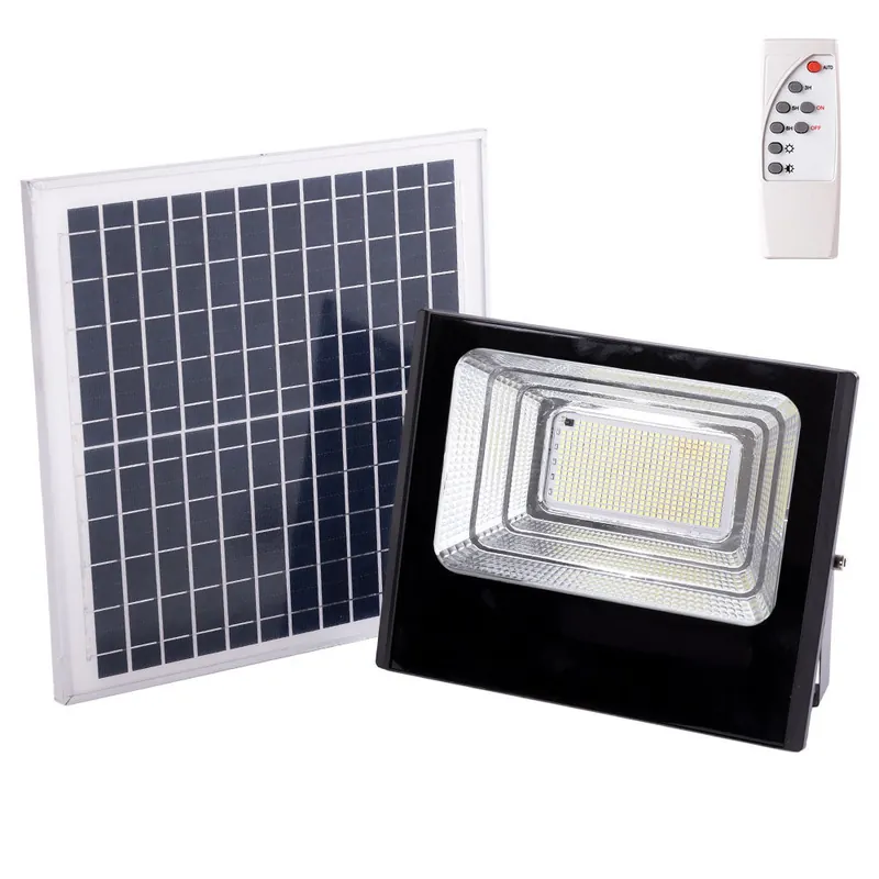 Aurinko-LED-valonheitin 150W 6500K Paneeli: 6V/15W Akku: 3,2V/10000MaH Kaukosäädin [HO-SOLARFL-150W-01]