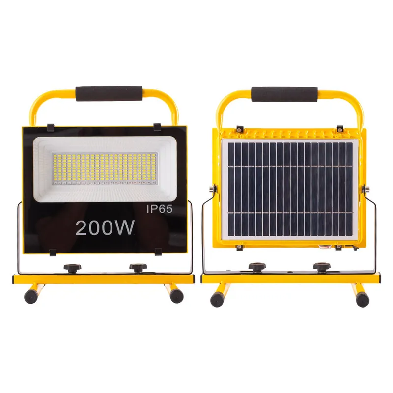 Aurinko-LED-valonheitin 200W 6500K Paneeli: 6V/12W Akku: 7,2V/18000MaH Kaukosäädin [WR-KFL-E-200W]