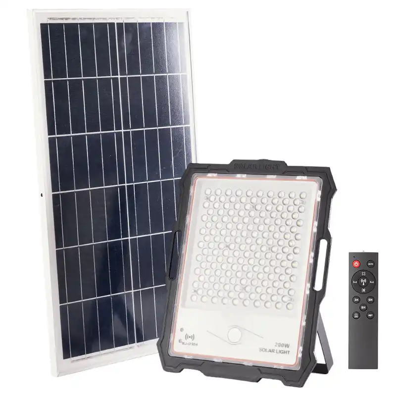 Aurinkoenergia-LED-projektori 200W 20000Lm Sensor_Remote Control Panel: 5V 35W Akku: 3,3V 30 000 Ma [LUM-MJ-DW904]
