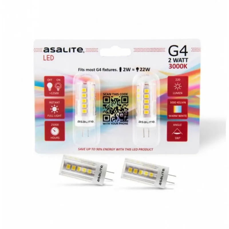 Asalite G4 LED-pære 2W 220Lm 3000K IP20 [ASAL-0097]