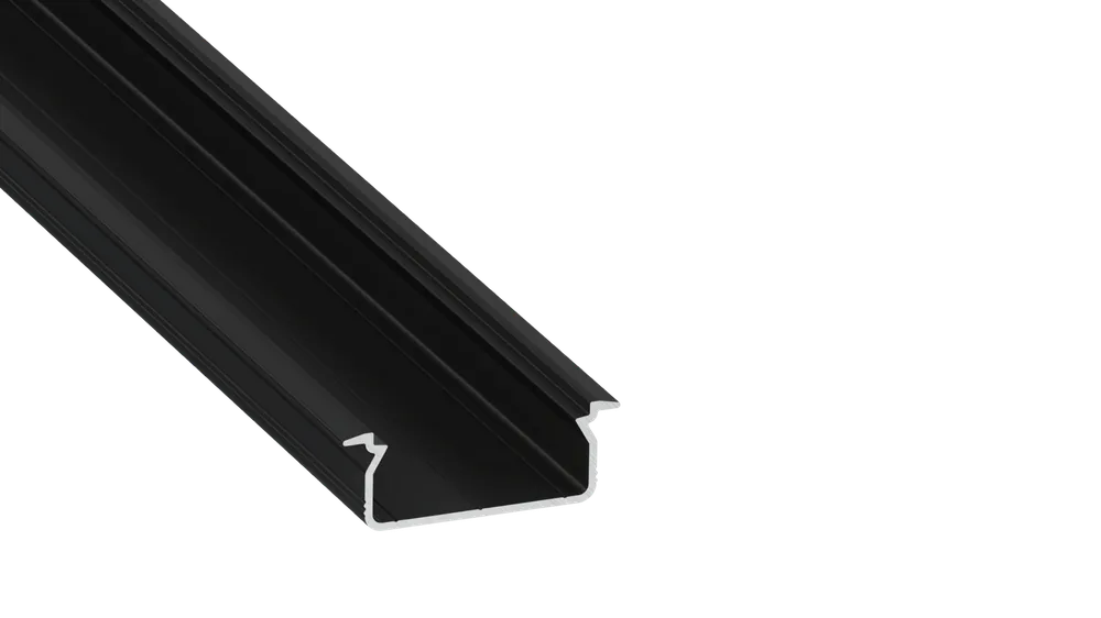 Aluminium profiel KIMERA-"TVED" Zwart geanodiseerd aluminium profiel met opalen diffuser, eindkappen en montageclips 2,02M