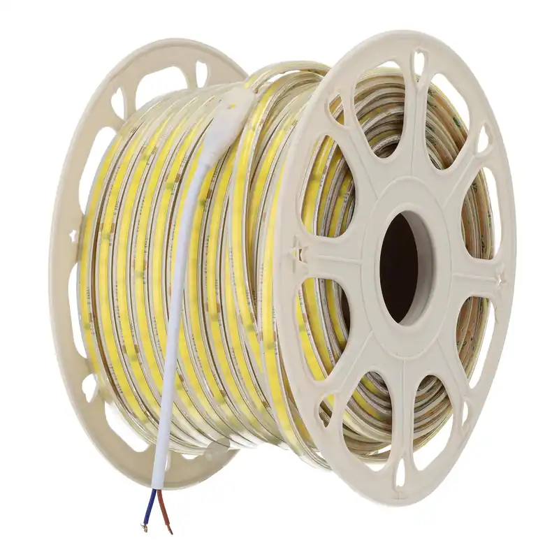 Zelf-gerectificeerde COB Ledstrip 220VAC 10W/m IP65 - 50 meter 3M Tape Warm Wit 3000K