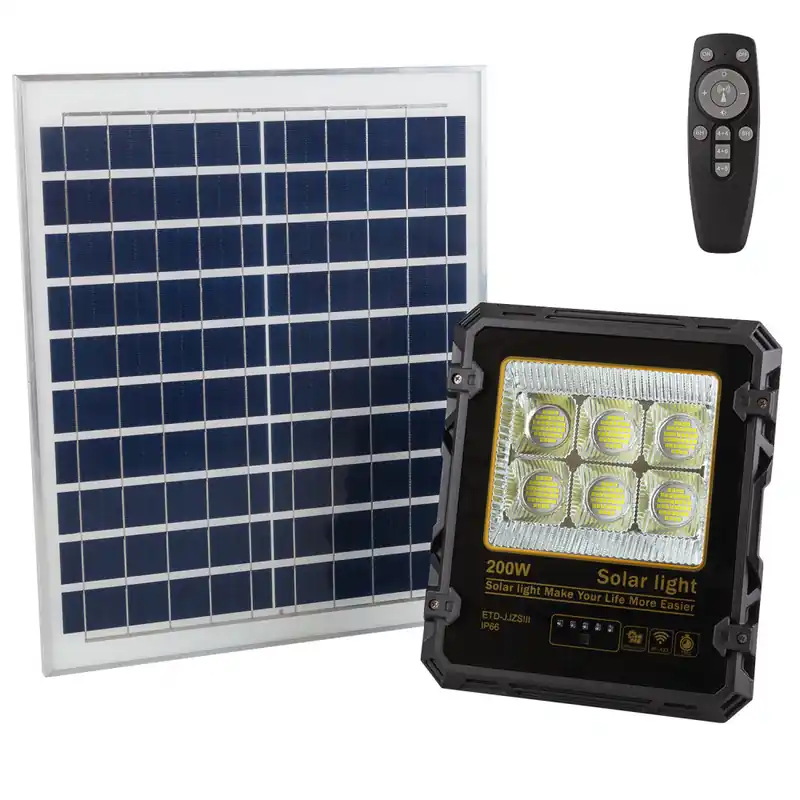 200W schijnwerper met afstandsbediening op zonnepaneel IP65 [1916-FLSOL-200W-CW]