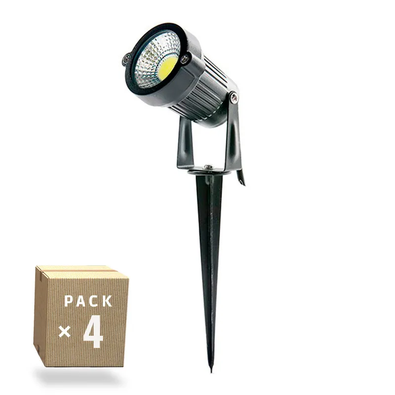 4er-Pack LED-Spike-Gartenstrahler 5W 450Lm 6000ºK 40.000H [SL-SL-C10-5W-CW-PK4-AP]