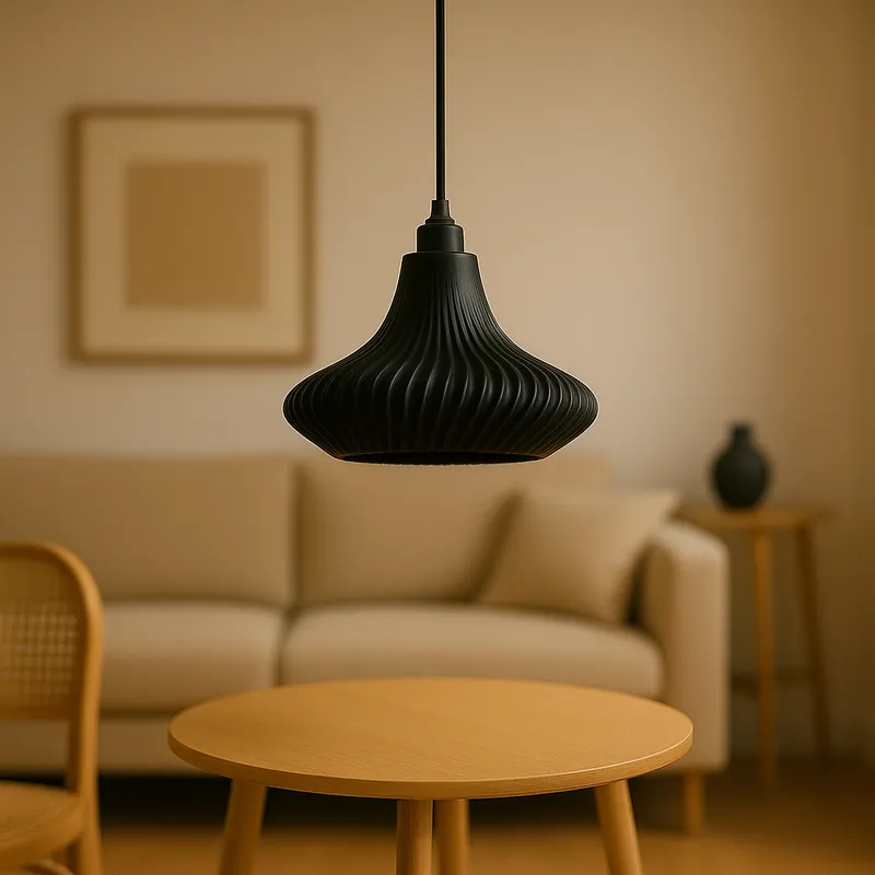 „Vita“-Pendelleuchte Schwarz/Schwarze Deckenrosette/Schwarzes Kabel