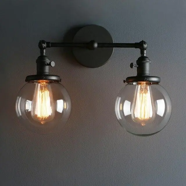 Applique Murale Industrielle Double Noire