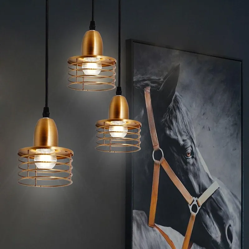 Suspension Industrielle Design Dorée