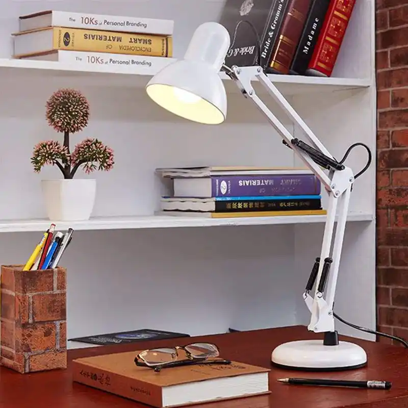 Lampe de Bureau Industrielle Articulée Blanche