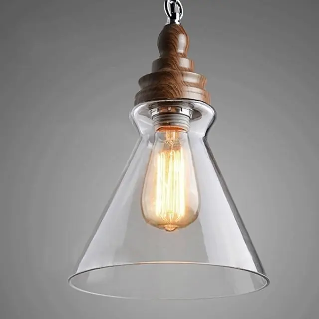 Suspension Industrielle Verre et Bois 1920
