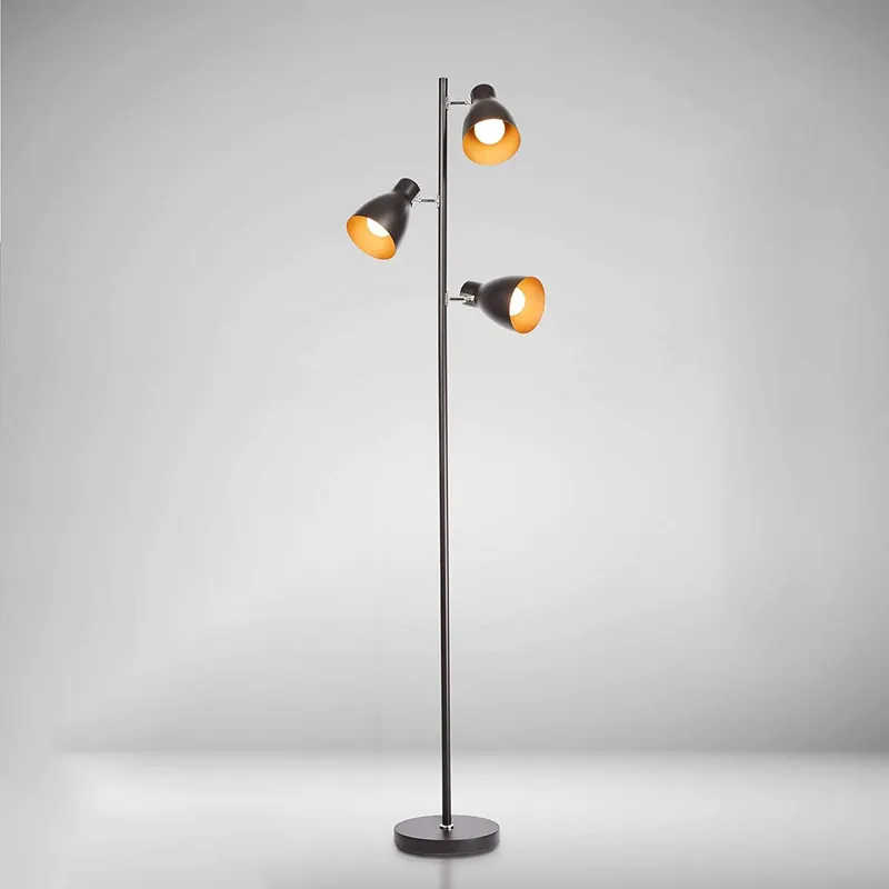 Lampadaire Industriel Noir 3 Spots