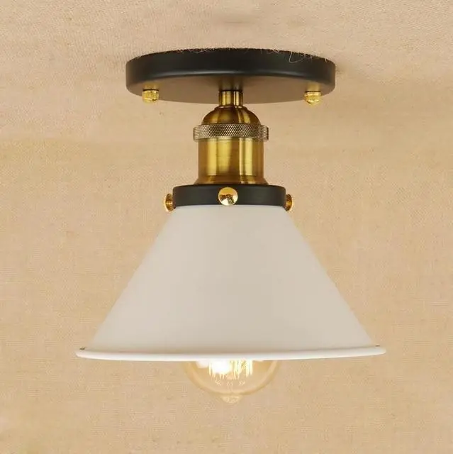 Plafonnier Industriel Vintage 1940 - Blanc