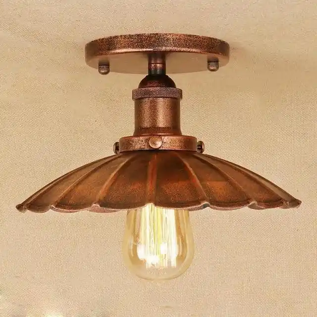 Plafonnier Industriel Vintage 1880 Cuivre
