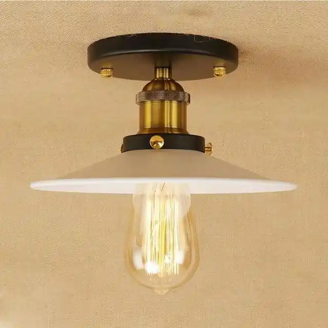 Plafonnier Industriel Vintage 1910 - Blanc