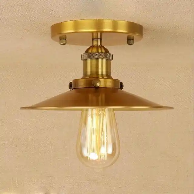 Plafonnier Industriel Vintage 1910 - Laiton