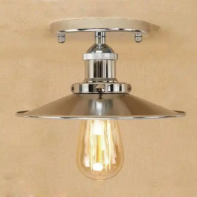Plafonnier Industriel Vintage 1910 - Acier Poli