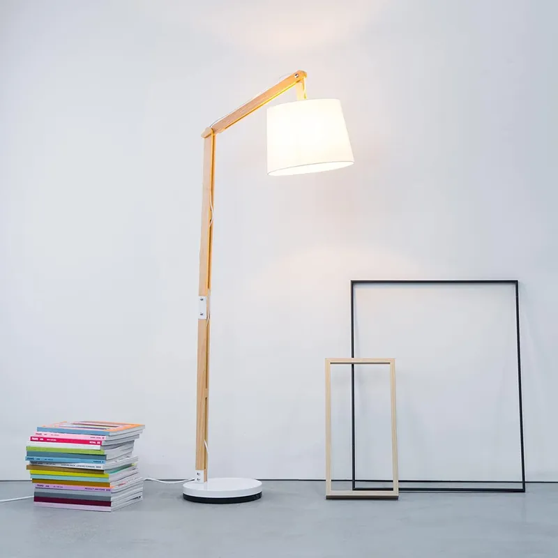 Lampadaire Salon Industriel Bois Articulé