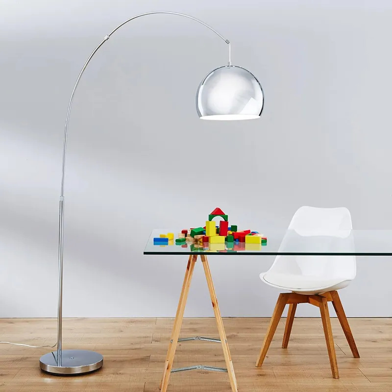 Lampadaire Salon Industriel Globe Chrome