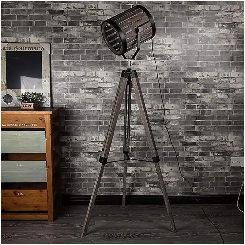 Lampadaire Trepied Industriel Tonneau
